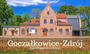 Goczałkowice-Zdrój: nadchodzące wydarzenia i najciekawsze atrakcje czekają na odkrycie. Ceglany dworzec kolejowy w słoneczny dzień.