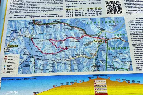 Trasa narciarska na Turbacz z Obidowej. Szlak biegnie przez malownicze tereny Gorców.