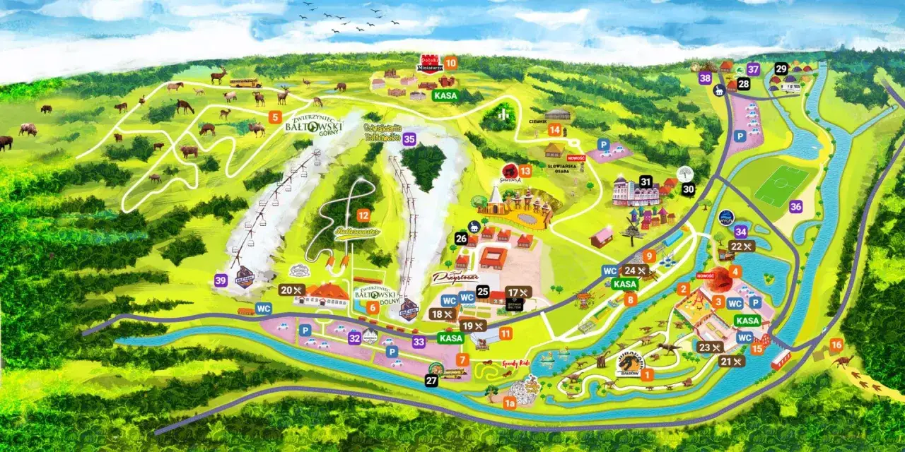 Mapa Bałtowa z atrakcjami: zwierzęta, rollercoaster, parki. Sprawdź bałtów cennik bilet rodzinny i zaplanuj wycieczkę!